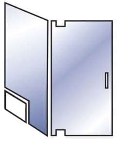 Simplified right-angle pivot door & notched panel configuration diagram
