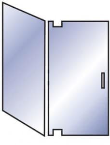 Simplified right-angle pivot door & panel configuration diagram