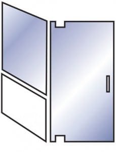 Simplified right-angle pivot door & half panel configuration diagram