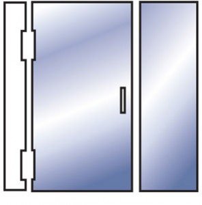 Simplified inline swing door & panel configuration diagram