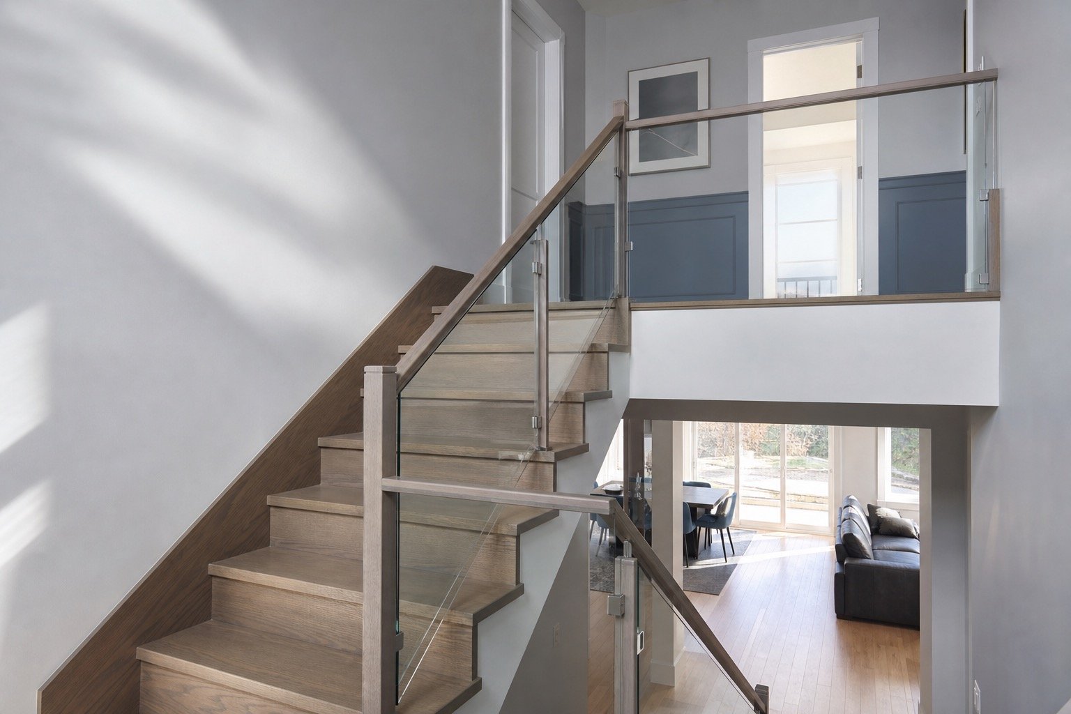 Completed residential glass stair railing