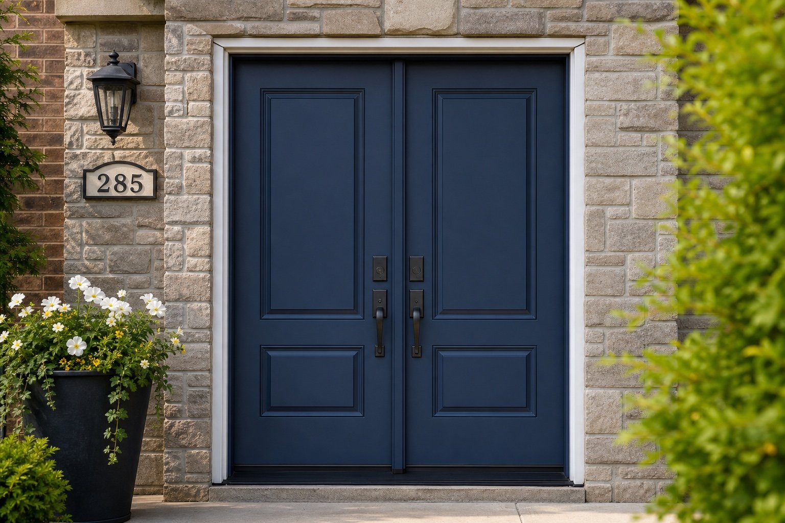 Solid matched double entry doors