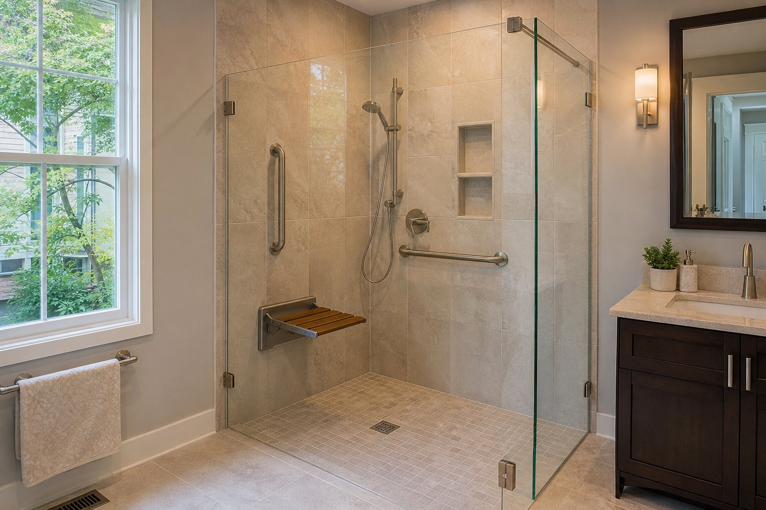 Site conditions considered for right-angle pivot door & half panel