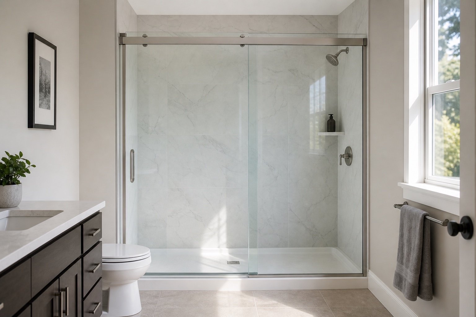 Sliding Shower Doors in a Hamilton-area bathroom