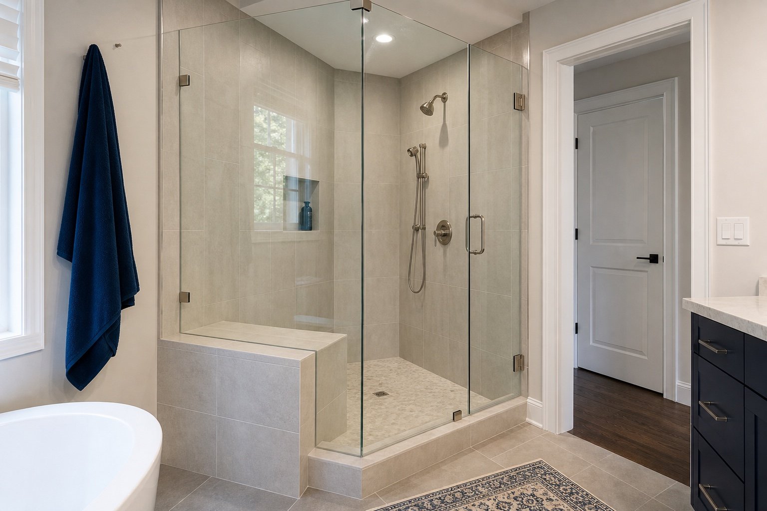 Site conditions considered for right-angle pivot door & notched panel