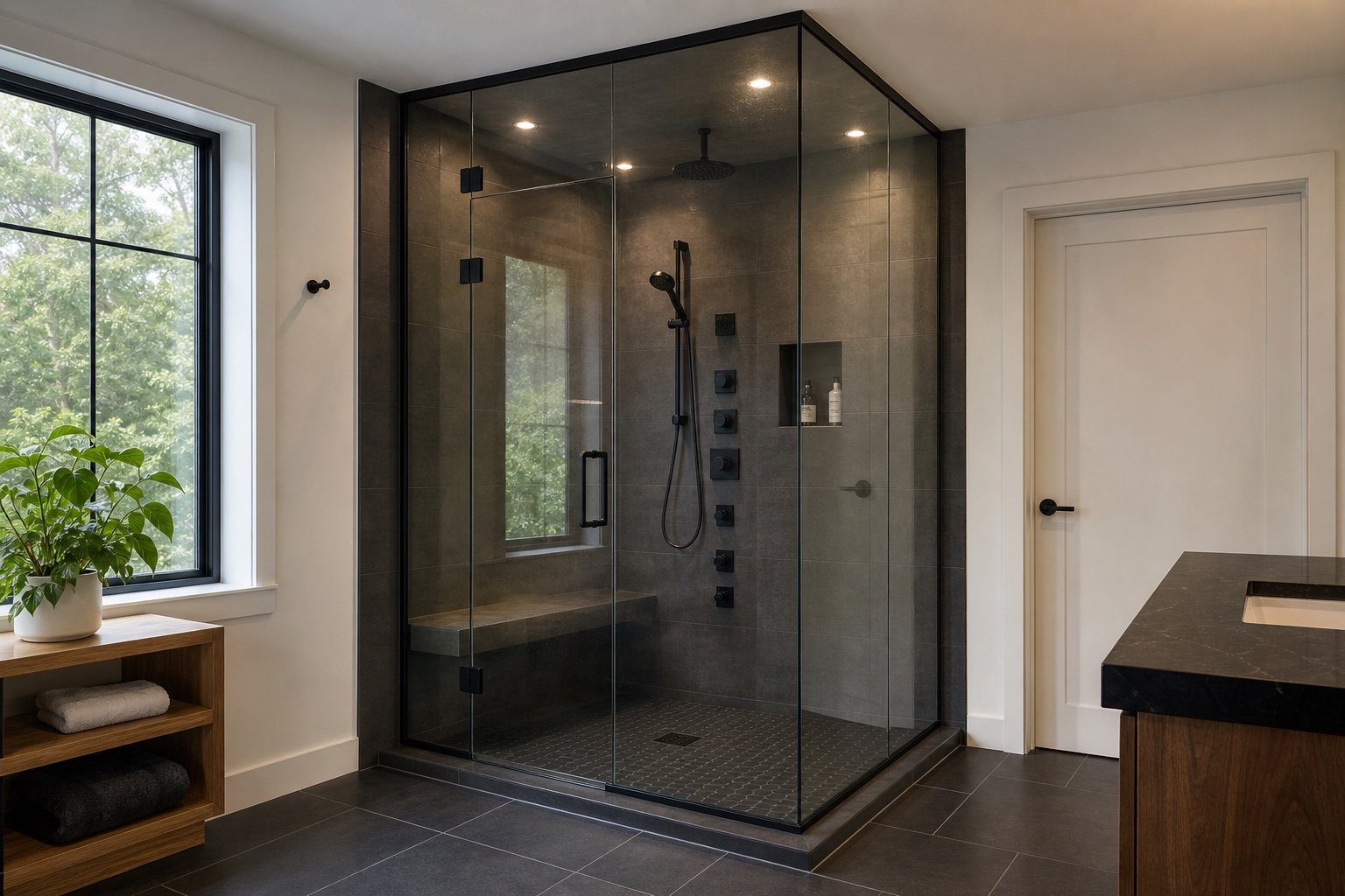 Steam Enclosures in a Hamilton-area bathroom