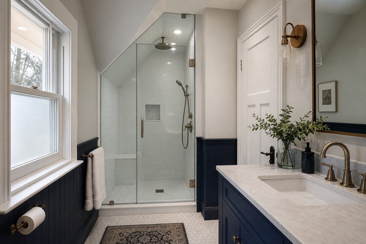 Site conditions considered for inline steam shower enclosure