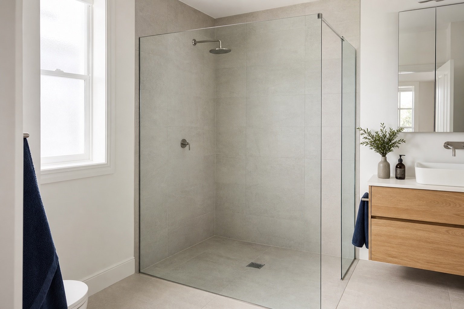 Site conditions considered for single walk-in shower screen