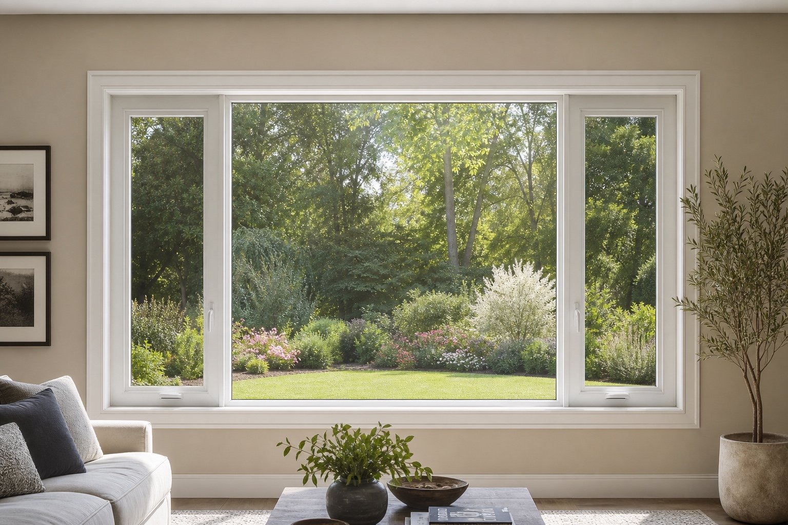 Fixed centre window with operable casement side units