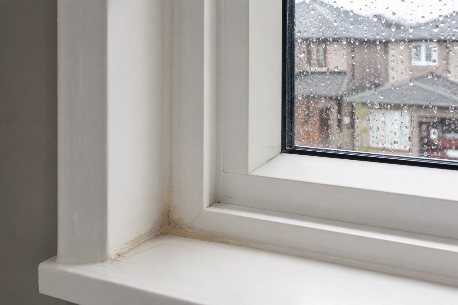 Technician checking the geometry of an existing replacement window
