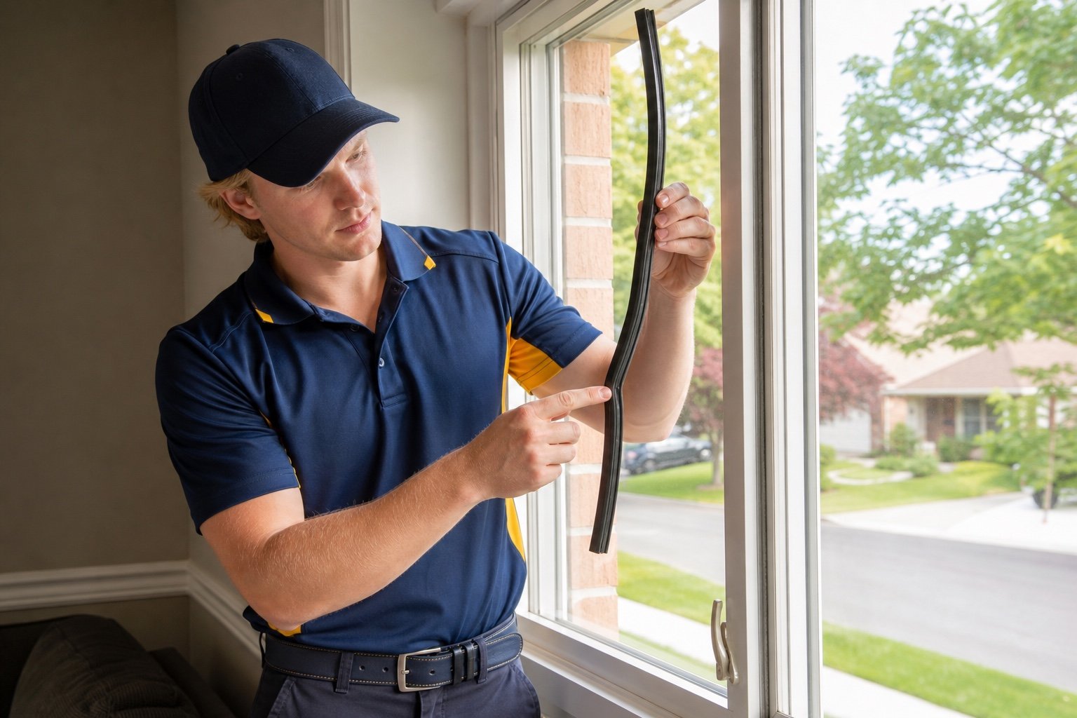 Crank and sash hardware on an operable window